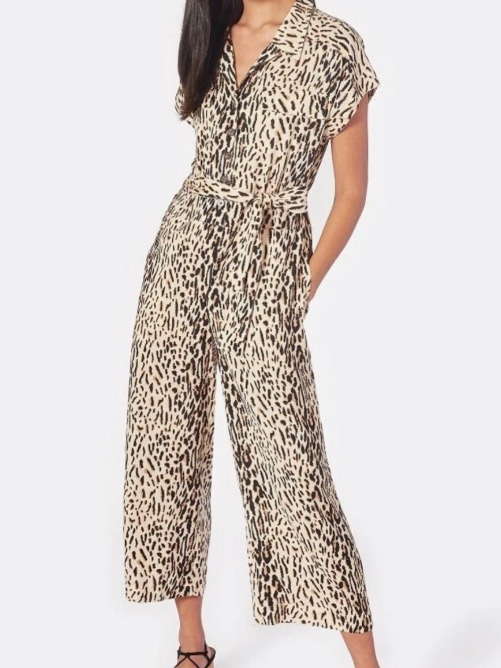 Joie Jailee Leopard Print Jumpsuit Sz M